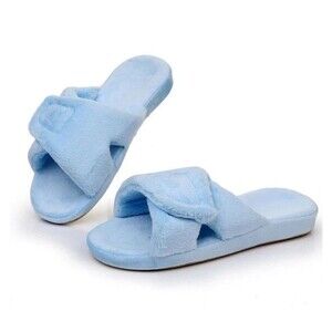 Git-up Women's Adjustable Memory Foam House Shoes Blue Size 39 EU 6.5-7.5 US